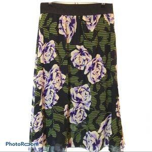 LuLaRoe Lola Midi Floral Chiffon Skirt Size S
